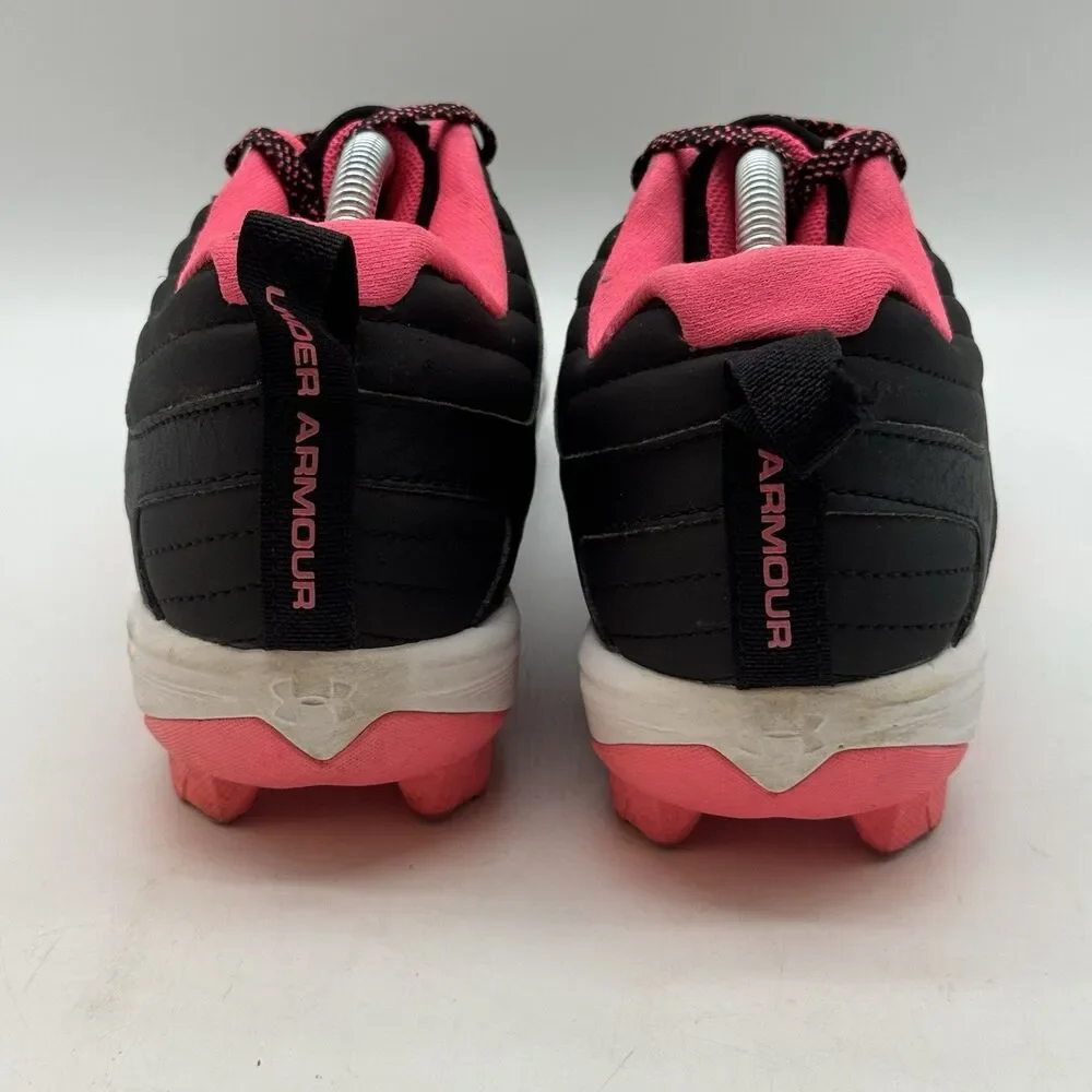 Under Armour LeadOff Low JR Cleats Youth 6 Women 7.5 Black Hot Pink 3022072-002